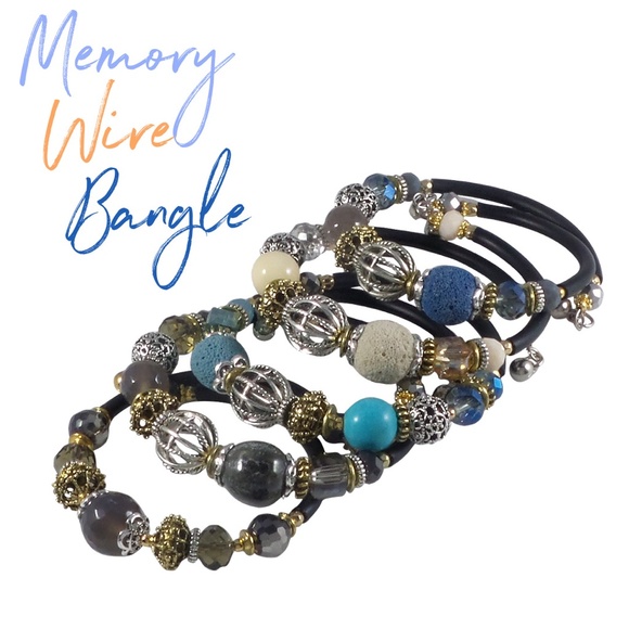 Beaded Wrap Bangle Bracelet Turquoise Handmade - Picture 2 of 6